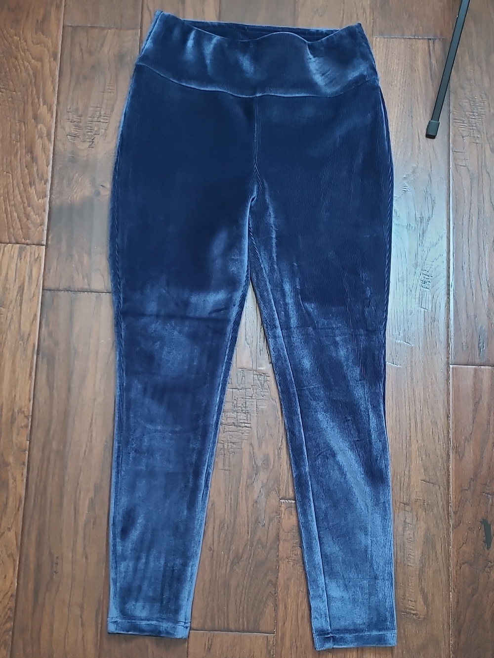 Wonderly Navy Blue Ribbed Velvet Fleece Lined Leggings size Medium